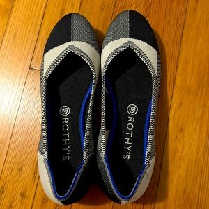 GUC Rothy’s flats in Captoe Black, Size 10.